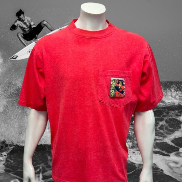 Vintage 80-90s Spot Sport European Beach Pink Single Stitch T-Shirt Surf USA XL - Picture 2 of 12